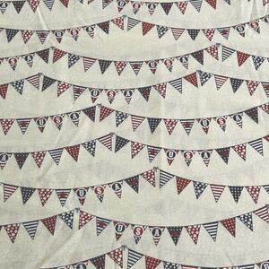 USA Banner Patriotic Fabric on Cream Marbled Background Cotton 54" x 44"